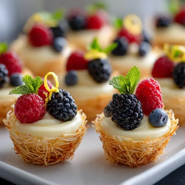 Mini Kataifi Cups with Lemon Cream - A refreshing dessert featuring mini kataifi cups filled with tangy... Mini Kataifi Cups with Lemon Cream - Kataifi Recipes | Laravel