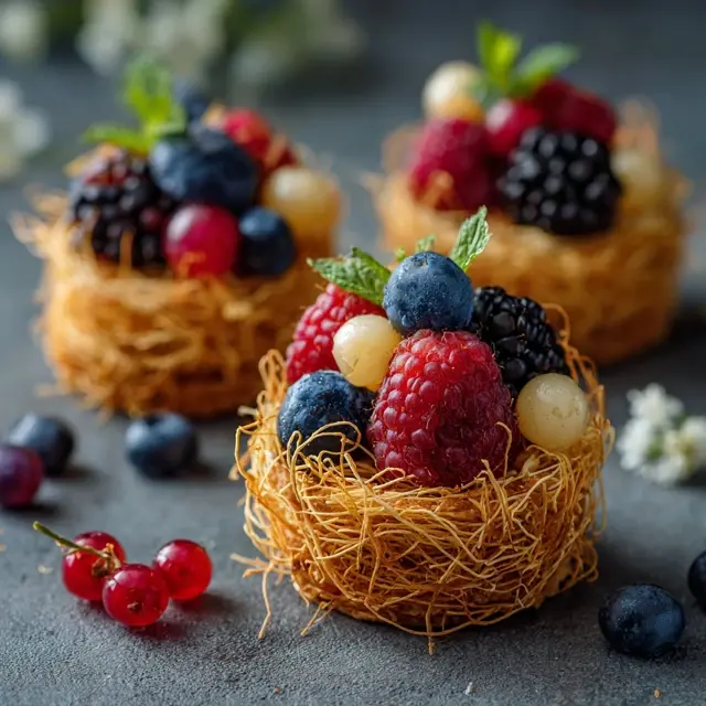 Kataifi Tarts Filled with Fresh Berries - A vibrant recipe for kataifi tarts filled with fresh berries—crispy... Kataifi Tarts Filled with Fresh Berries - Kataifi Recipes | Laravel