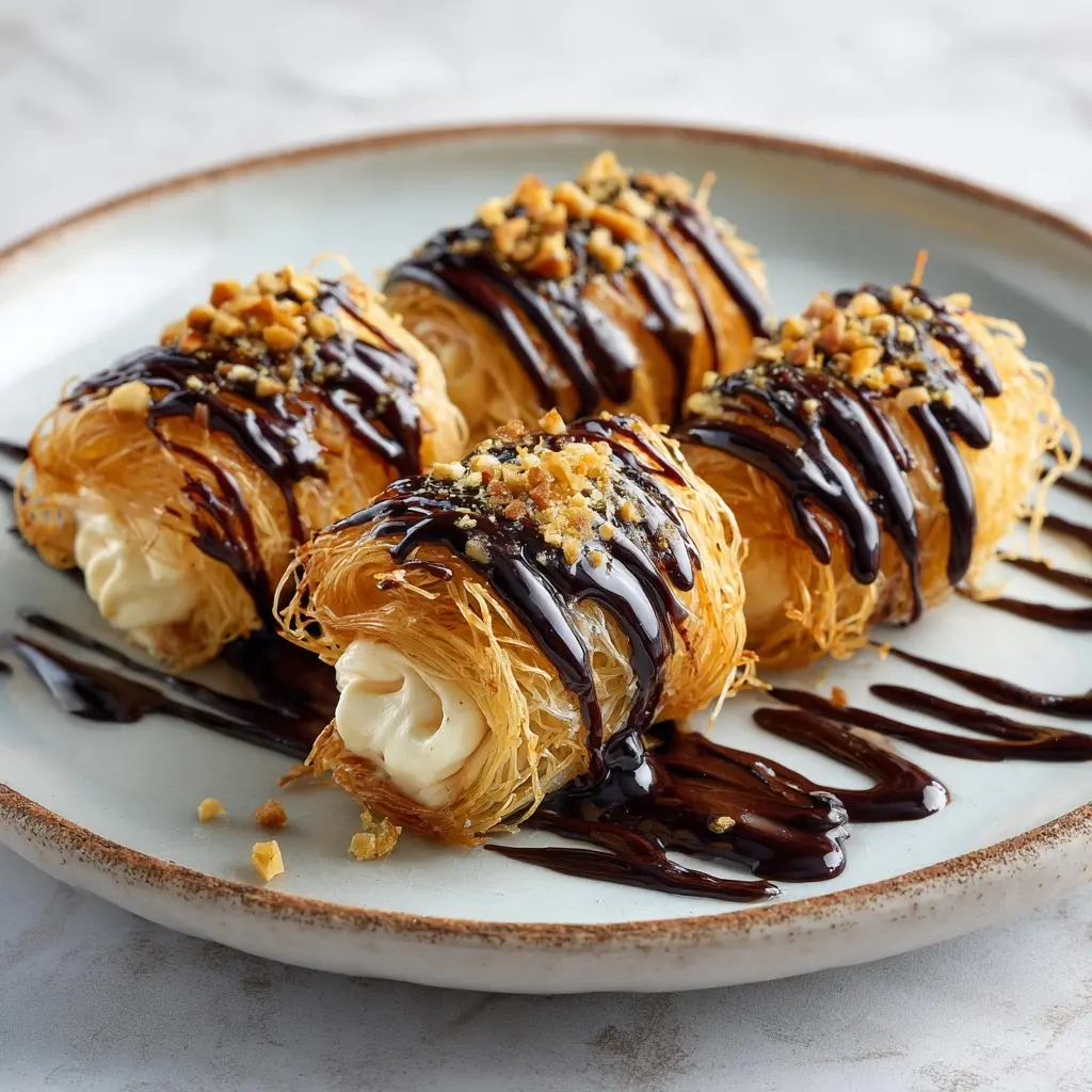 Kataifi Rolls with Hazelnut Chocolate Cream - A decadent recipe for kataifi rolls filled with hazelnut chocolate... Kataifi Rolls with Hazelnut Chocolate Cream - Kataifi Recipes | Laravel